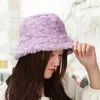 Large Brim Chapeaux Seau Mode Hiver Épais Villus Chapeau En Peluche Fausse Fourrure Pêcheur Femmes Filles Doux Bassin Chaud Protection Street Cap 231113