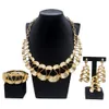 Set di gioielli da sposa Dubai Set di collane da donna placcati in oro Set di pendenti rotondi regolari Orecchini con bracciale lucido spazzolato Bijoux SYHOL 231113