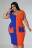 플러스 사이즈 드레스 여성 5XL 드레스 패치 워크 지퍼 보디콘 우아한 2023 여름 저녁 파티 스커트 레이디 패션 도매 의류