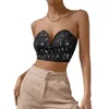 Damestanks Dames Acute S Corset Crop Tops Glitter Pailletten Strapless Diepe V-hals Bandeau-buis