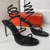 Strass Snake Strass sandales à talons aiguilles Rene Caovilla Cleo 95mm Chaussures de soirée talons hauts pour femmes Cheville Wraparound usine de créateurs de luxe sandale à talons hauts 35-43