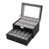 Watch Boxes & Cases 20 Grids Slots PU Leather Double Layers Box Jewelry Display Storage Case Watches Container Organizer