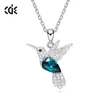Naszyjniki wiszące luksus 925 srebrny srebrny hummingbird kryształowy zestaw biżuterii dla kobiet Dziewczęce Naszyjniki stadiki 221109