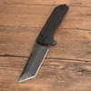 Coltello chiudibile Flipper R2102K di alta qualità 8Cr13Mov Coltello seghettato con lavaggio a pietra nera Lama seghettata in alluminio / acciaio inossidabile Cuscinetto a sfera Coltelli tascabili EDC per esterni