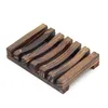 Party Favor Natural Wood Bamboo Soap Dishes Tray Holder Storage Soaps Rack Plate Box Container för baddusch Badrum till sjöss Q43