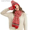Hattar halsdukar sätter kvinnor vinter hålla varm set fleece foder mössa tellefingers gs tjock halsduk jul hatt snö design halsduk 3 bitar l231113