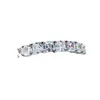 Anéis de cluster SpringLady Classic 925 Sterling Silver 3mm Asscher Cut Full High Carbon Diamonds Gemstone Anel de Casamento Banda Fine Jewelry