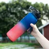 Butelki z wodą 1000 ml sportowa butelka Przenośna mrożona gradient szczelność wytrząsarki plastikowe naczynia do wycieczki siłowni fitness BPA za darmo 231113