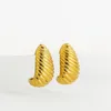 Stud Earrings Vintage Small Croissant Lava Textured For Women Classical Stainless Steel Stacked Hoops Drop Chic Jewelry