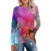 Kvinnors T-skjortor 2023 Fashion Shirt 3D Print Gradient Mönster Toppar O-Neck Pullover Långärmad Y2K-kläder för flickor Sweatshirt