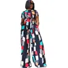 العرض عبر الحدود لتوريد ملابس المرأة الأفريقية على قمة الأكمام القصيرة مع بدلة طباعة أزياء السراويل الجرس