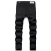 Jeans pour hommes Hot Jeans noirs pour hommes Simple Tendance Stretch Slim Crayon Pantalons Haute Qualité Solide Couleur Mi-Taille Brodé Marque Pantalon W0413