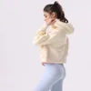 Yoga Wear parfait surdimensionné automne hiver pull en peluche pour femme sport à capuche col rond manches longues