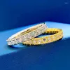 Cluster Rings Spring Qiaoer 18K Gold Plated 925 Sterling Silver High Carbon Diamond Engagement Wedding Band For Women Fine Jewelry