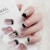 False Nails 24pcs Pink Bow Pearl Finished Reusable Fake Art Seamless Removable Full Coverage Waterproof Press On Nail Set