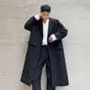 Hommes Trench Coats Épaule Boucle Conception Coréenne Streetwear Mode Lâche Casual 34 Longueur Manteau Survêtement Hommes Longue Veste Pardessus 230413