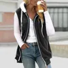 Damesvesten 2023 Herfst Pluche Capuchon Effen Kleur Mouwloze Jas Voor Vrouwen Warme Fleece Ritsjassen Vest Vrouwelijke Uitloper S-5XL