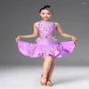 Sahne Giyim Çocuk Sequin Profesyonel Latin Dans Elbisesi Kızlar Balo Salonu Saçak Kostümleri Çocuklar Modern Tassel Kız Salsa Rumba