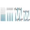 Ensembles de vaisselle 16 pièces/ensemble épissage bleu or ensemble 304 couverts en acier inoxydable couverts poignée couteau fourchette cuillère vaisselle