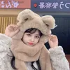 Hattar halsdukar uppsättningar 2022 ny vinter förtjockad björn hatt halsduk allt-i-ett kvinnlig koreansk version söt mode cykling varm gs tre-del setl231113