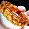 Strand Natural Yellow Citrine Quartz Stretch Pyramid Armband 14x10mm Kvinnliga män Rensa rektangelpärlor smycken