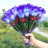 Party Favor Light Up Rose Glowing Silk Flower Birthday Party Supplies Wedding Decoration Valentines Mothers Day Halloween Fake Flowers Q42