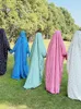 Roupas étnicas jilbabs para mulheres vestidos de oração impressos abaya muçulmana com véu integrado produtos islâmicos Ramadã Roupfits Dubai 230412