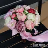 Fleurs décoratives PU pivoine fleur artificielle Bouquet De Mariage demoiselle d'honneur tenant pour mariée De Noiva Mariage rose