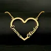 Pendentif Colliers Personnalisé Deux Nom Coeur Collier En Acier Inoxydable Personnalisé Plaque signalétique Décoration Tour de Cou pour Femmes Bijoux Cadeau 231113