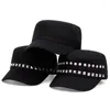 Basker svart platt keps Millitary Tactical Accessories Baseball Hat Man Rivet Design Hatts For Men Original Caps Cotton Gorras