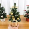 Christmas Decorations 20CM Mini Tree Table Ornaments Artificial Pine With Balls For Home Xmas Party Decor Year Noel Gifts 231113