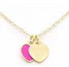 Pendant Necklaces Design Brand Heart Love Necklace For Women Stainless Steel Accessories Zircon Green Pink Jewelry Gift fashion jewelry