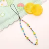 Cadena de dijes de sonrisa de arcilla polimérica, correas de muñeca antipérdida, pulseras hechas a mano, funda para teléfono celular, cordón, llavero con cuentas, cordón colgante colorido, universal