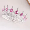 Klipsy do włosów diezi baroque woda upuść różowy kryształowy tiara korona dla kobiet księżniczki