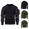 Herensweaters Gebreide Euro-maat Pullover Patchwork Mouw Praktische armzak Mode Mannelijke vintage trui