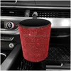 Other Interior Accessories Other Interior Accessories Car Trash Can Round Dustbin Glitter Diamond Rubbish Box Mtifunction Storage Bins Dhqib