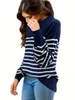 Pulls pour femmes Pull en tricot rayé Automne et hiver Fine Imitation Laine Base à manches amples
