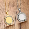 Pendentif Colliers Strass brillant pavé couleur or en acier inoxydable alerte ID collier rond pour hommes femmes bijoux de fête de mode