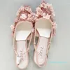 Vestido sapatos primavera flor moda elegante de ponta pontiaguda sandálias planas com fivela de verão casual Solid Solid All-Match