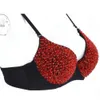 Intimo sexy da donna trasparente in stile occidentale con paillettes punk rock in resina rossa