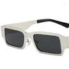 Okulary przeciwsłoneczne uliczne Hip Hop punk w stylu Retro Modern Small Frame Square Europe and the United States Steel Metal