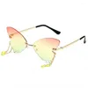 Lunettes de soleil Lentilles papillon Lunettes de fête colorées Marque Designer Pc Dans Lunettes conçues pour femmes