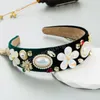 Luxury Flower Pearl Fringe Headband Fashion Hair Accessories Women's Trend Velvet Rhinestones Hairband Hair Band Girl