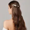 Grampos de cabelo porcelana flor pente pino longo bandana para noivas mulheres vintage cor ouro headpieces acessórios de casamento jóias nupciais