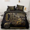 Наборы постельных принадлежностей 3D Black Sets Пуховой одеял одеял Cover Set Set Set Linen Pillowcase King Queen 245x210 см. Размер только золотой дизайн печатанный 230413