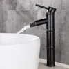 Grifos para lavabo de baño Grifo para lavabo Grifo mezclador de latón en cascada dorado y negro Frío