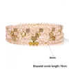Strand 4st/set Crystal Bead Armband Gold Color Cube Heart Round Charm Armband Glass Stretch Bangle smycken för kvinnliga män