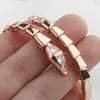 Open Snake Bone Couple Bracelet Designer 18K Gold Snake Stretch Bracelet Light Luxury Diamonds Stainless Steel Engagement Jewelry