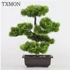 Faux Floral Greenoery Symulacja igły sosny Cypress Rośliny Bonsai Fałszywe kwiat sztuczne rośliny garnki wnętrza domowy salon kreatywny dekoracja 231109