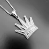 Colares pendentes Colar de aço de titânio da moda para Rhinestones de ouro de ouro masculino King Crown Hip Hop Jewelry Gift